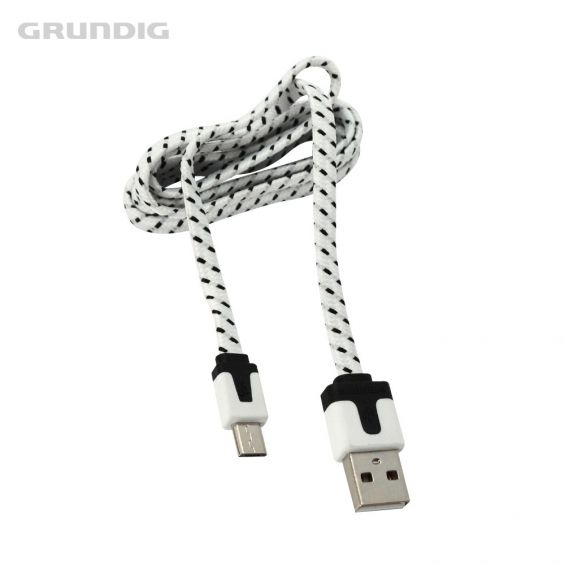 Grundig Nylon USB naar Micro USB Sync- en Laadkabel - 100cm