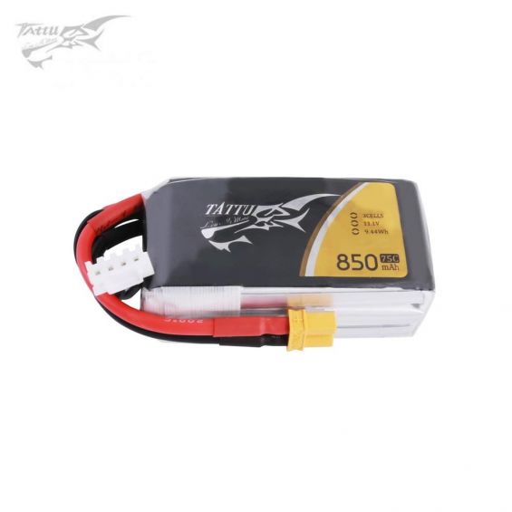 Tattu 850mAh 11.1V 75C 3S LiPo accu - XT30