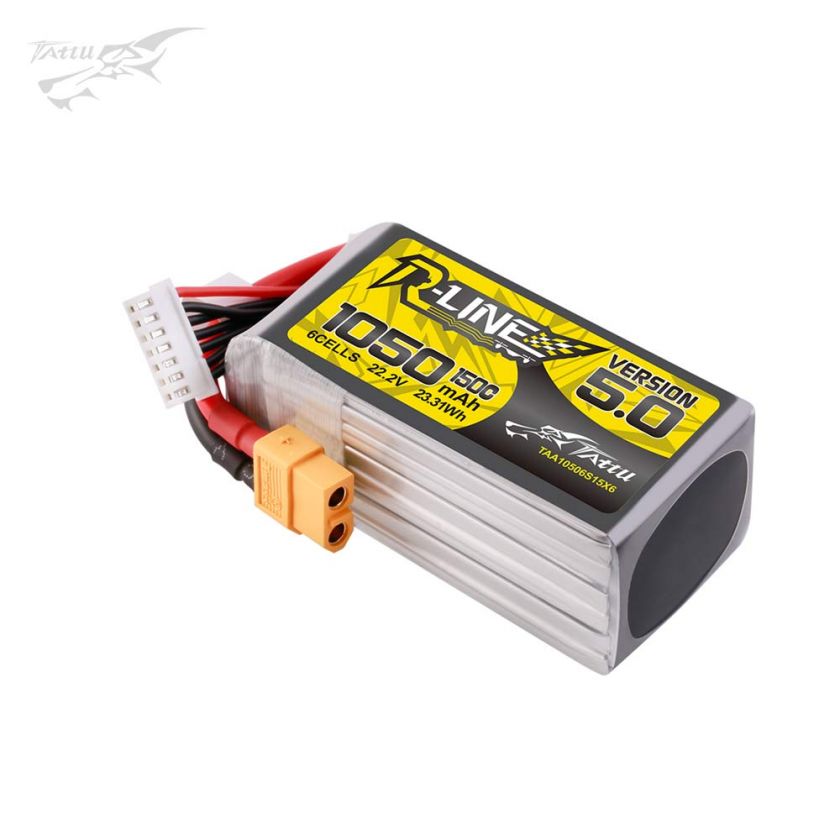 【2個セット】Tattu R-Line1.0 6S 95C 5100mAhリポ Tattu R-Line Version 5.0 1050mAh 6S 22.2V 150C LiPo Battery - XT60