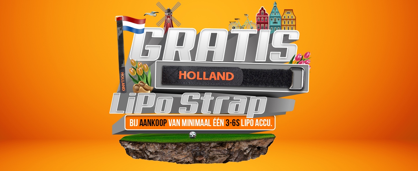 Gratis HOLLAND LiPo strap bij aankoop 3-6S LiPo accu