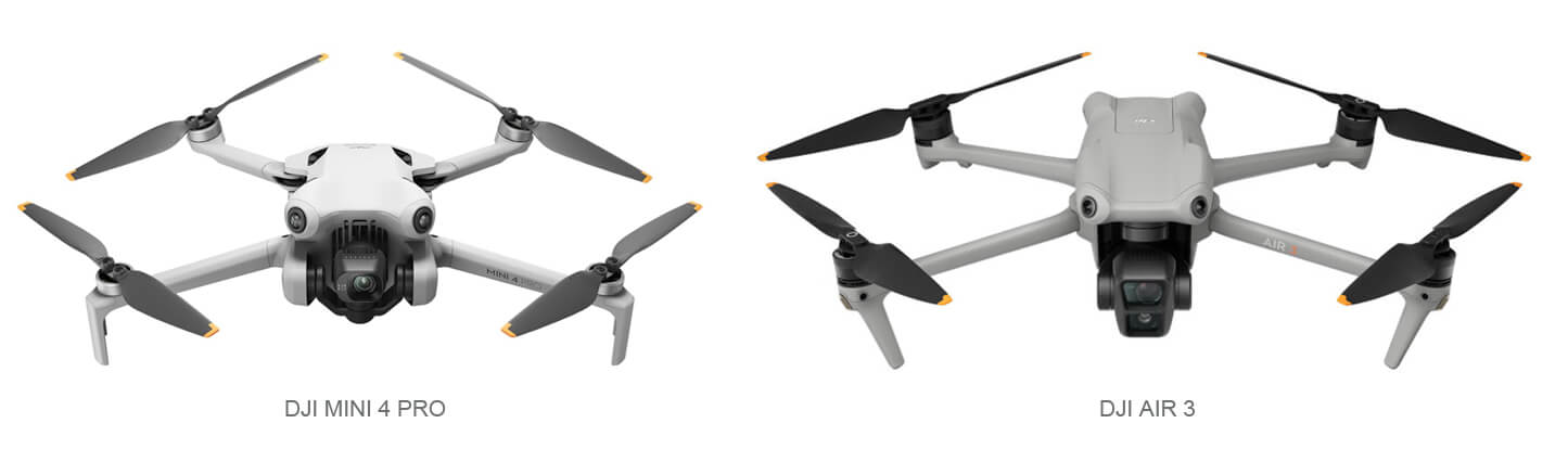 DJI Mini 4 Pro en DJI Air 3 drone